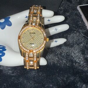 Men’s Geneva Gold Watch with Crystal Face